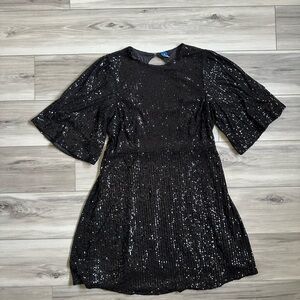 Old Navy Black Sequin Bell Sleeve Dress